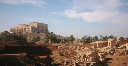 Saddam's palace and the ruins of the Biblical city of Babylon. The ruins are near the city of Al Hilla, an hour south of Baghdad.